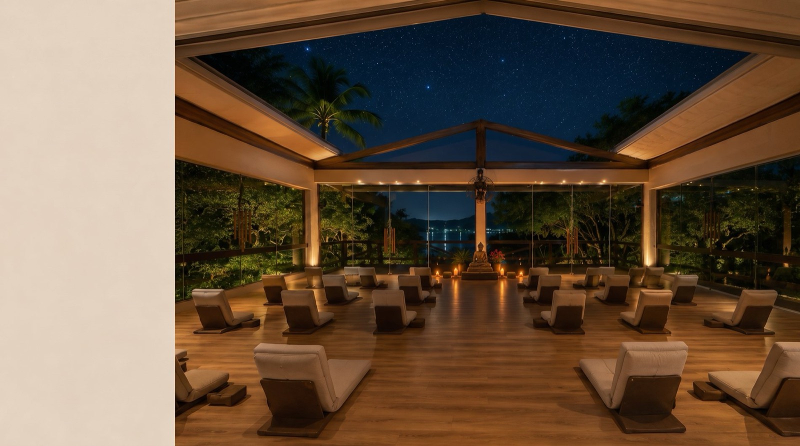 Pavilhão de meditação sob as estrelas